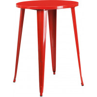 Flash Furniture CH-51090-40-RED-GG 30'' Round Metal Indoor-Outdoor Bar Height Table in Red